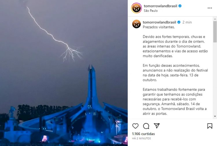 Tomorrowland Brasil suspende programação nesta sexta-feira devido a chuvas fortes