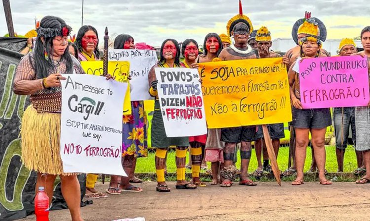 Geral Indígenas protestam contra construção da Ferrogrão